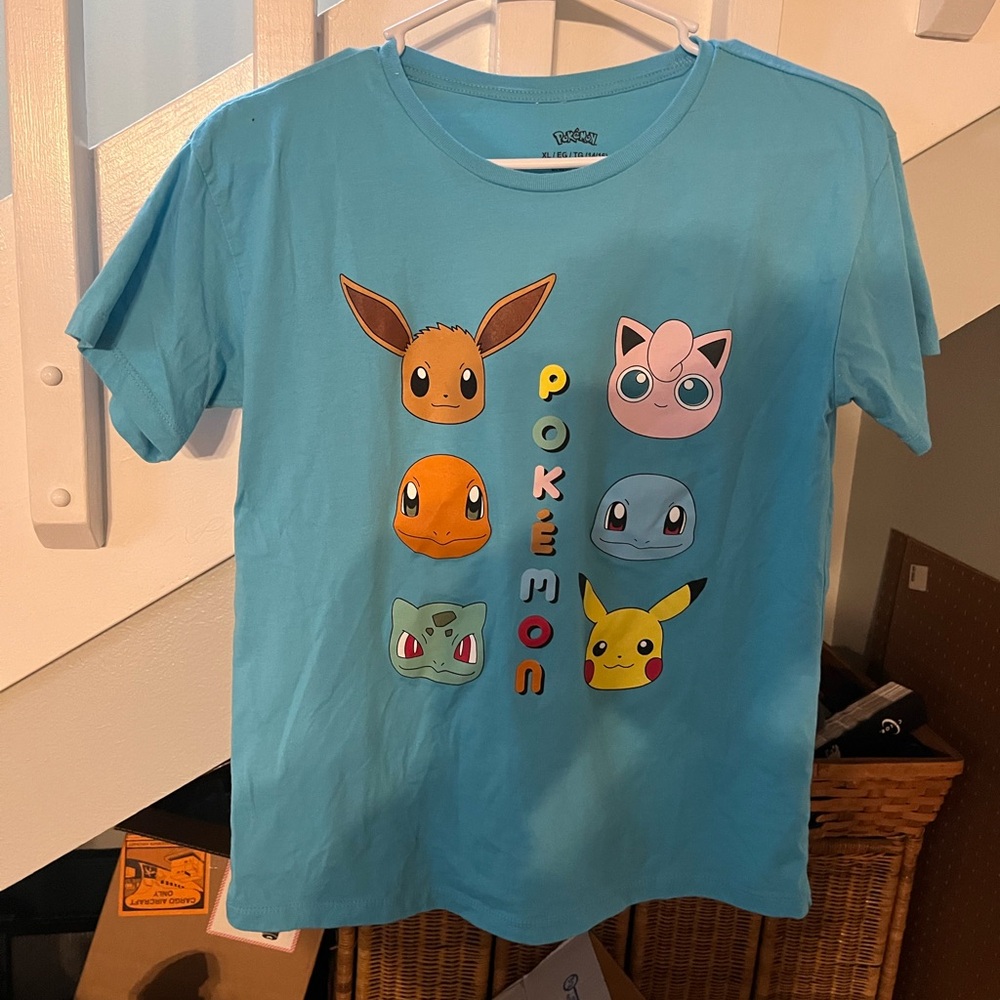 Pokemon Light Blue Kids Tee with Characters